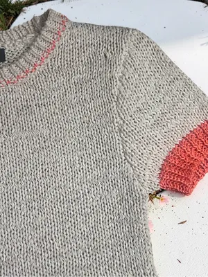 Zara Cream Coral Orange Open Knit Short Sleeve Top Size S thumbnail 6