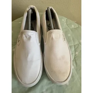 Vans Classic Slip-On Womens White Canvas Sneakers US 7.5 EU 38 Round Toe thumbnail 2