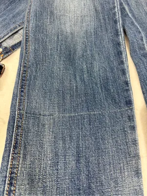 Ann Taylor Loft Distressed Blue Jean Denim Overalls Size L thumbnail 12
