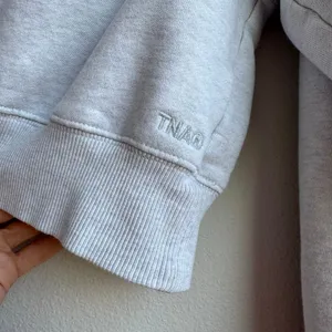 Aritzia TNA Cozy Fleece Cropped Crewneck Gray Sweatshirt Size Small thumbnail 2