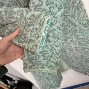 Antik Batik Cotton Velvet Quilted Paisley Print Jacket Coat Sz Small Seafoam thumbnail 9