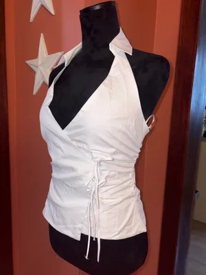 NWT-Zara White Colloared Halter Wrap Women's Top thumbnail 3