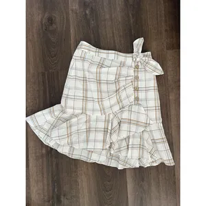 VERONICA BEARD Kaia Tan & White Check Plaid MINI Skirt w/Tie Women's Size XSmall thumbnail 10