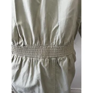 Vtg USA Utility Shirt Dress 10 Safari Minimalist Military Green Normcore Cotton thumbnail 4