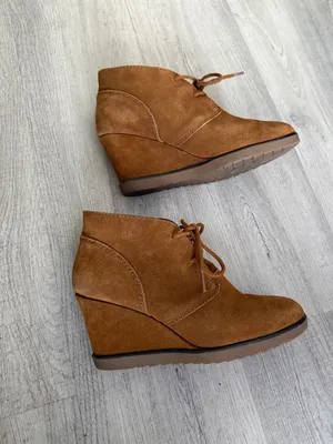 Sonoma Life+Style Suede Lace-Up Wedge Ankle Booties in Brown “Chestnut” Size 8.5 thumbnail 5