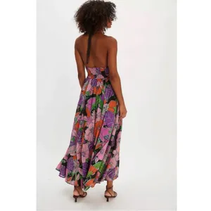 Free People Bohemian Retro 70s Beachy Bayside Florals Halter Maxi Dress Small thumbnail 14