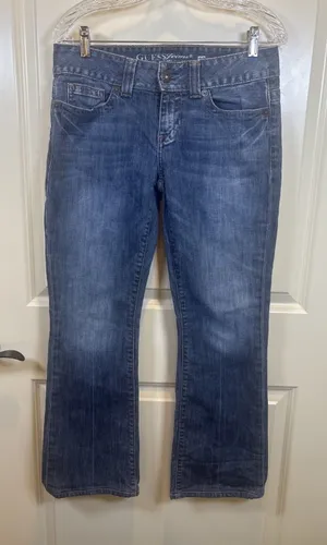Guess Daredevil Bootcut Jeans Medium Wash Stretch Denim Low Rise Y2K Size 30 thumbnail 1