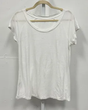 Garnet Hill‎ Linen Modal Blend Boxy Scoop Neck Raglan Short Sleeve Tee Small Wht thumbnail 1