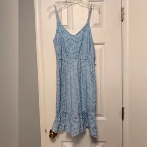 Japna Blue Eyelet Sundress NWT Beach Coastal‎ Summer Dress Cotton M thumbnail 2