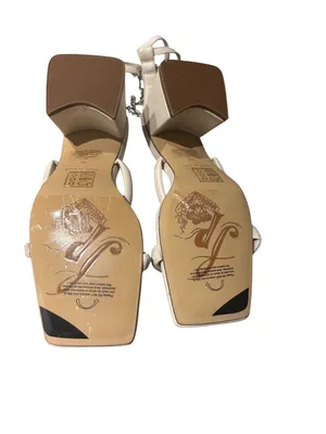 Free People Parker Chain Block Heel Sandals Beige Size 39 US 8.5 thumbnail 9