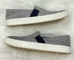 Vince Blair Gray Woven Canvas Slip On Sneaker 7 thumbnail 1
