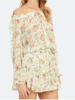 Love Shack Fancy Popover Sheer Dress in Floral Confetti Silk XS thumbnail 2