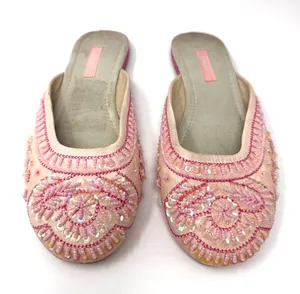 REPORT bubble gum pink fabric/sequins/beading slides, unmarked size 9 thumbnail 1