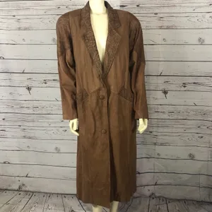Vintage 80s G-III Global Identity Oversized Slouchy brown leather coat large thumbnail 15
