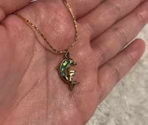 Fashion Costume Jewelry Gold Tone Dolphin Necklace thumbnail 5