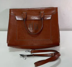 CLUCI Briefcase Work Bag Purse Brwn Shoulder Vegan Leather Laptop Padded Pocket thumbnail 1