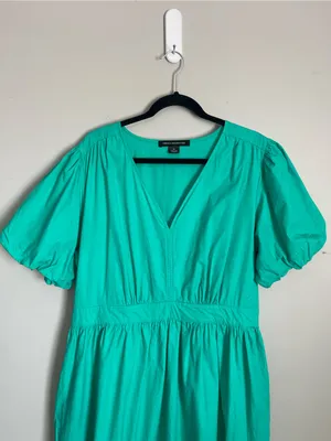 FRENCH CONNECTION Teal Puff-Sleeve Maxi Dress Sz XXL thumbnail 4