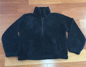 Abercrombie & Fitch Fleece‎ Pullover Womens Black Sherpa Quarter Zip Large thumbnail 1