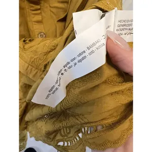 Zara Midi Dress Women’s Size Small Mustard Yellow‎ Smocked Embroidered tie front thumbnail 10