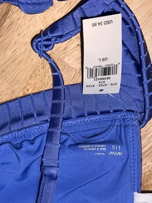 Large Aerie Women’s Blue Rib Triangle Tie Back Bikini Top BNWTS $34.95 thumbnail 6