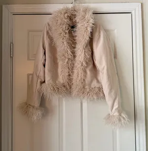 Love Tree Tan Furry Trim Jacket thumbnail 1