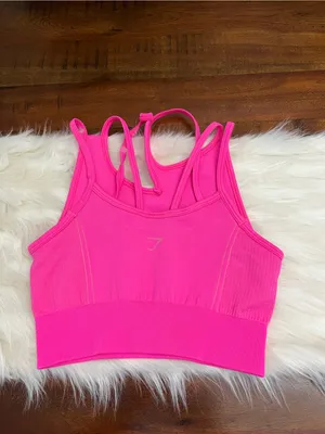 Gymshark Seamless Strappy Sports Bra Small Hot Pink Medium Support Activewear thumbnail 3