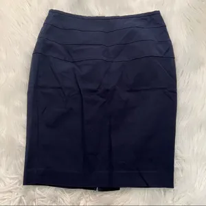 Zara‎ Basic Women's Size Medium Pencil Skirt Navy Blue Chino Exposed Gold Zipper thumbnail 2