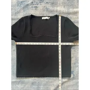 ASTR The Label Black Scallop Trim Ribbed Knit Long Sleeve Top XL thumbnail 6