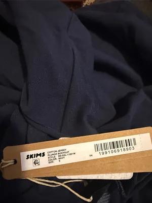 SKIMS Cotton Jersey Plunge Bodysuit NWT navy S- (B23) thumbnail 4