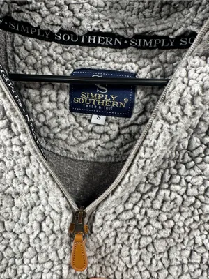 P285. Simply Southern Gray Sherpa 1/4 Zip-Up Pullover thumbnail 3