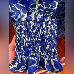 First Love By Lovelyn Floral Ruffle Blouse Green Blue thumbnail 3