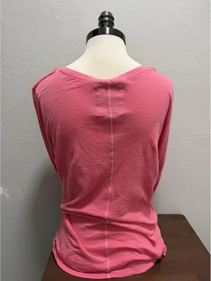Y2K American Eagle Pink Deep V Neck Long Sleeve Peace L thumbnail 3