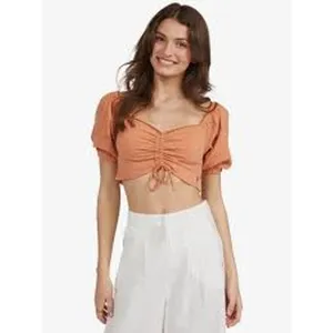 ROXY Flirty Walk Crop Top Size Small S Cinch Cord FEMININE SOFT GIRL ESTHETIC thumbnail 7