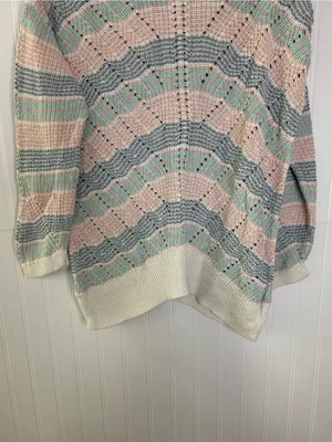 L.L. Bean Pastel Chevron Knit Sweater Size Medium thumbnail 3