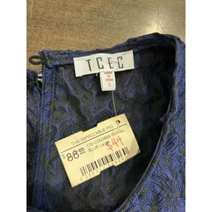 NWT TCEC Navy Blue Jacquard Mini Dress Sz Large Homecoming Wedding Cocktail thumbnail 4