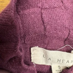 La Hearts Mock‎ Neck Cropped Top Long Sleeve Womens S Burgundy thumbnail 3