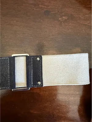 Wide Elastic Stretch Belt with Black Faux Leather and Silver Buckle thumbnail 3