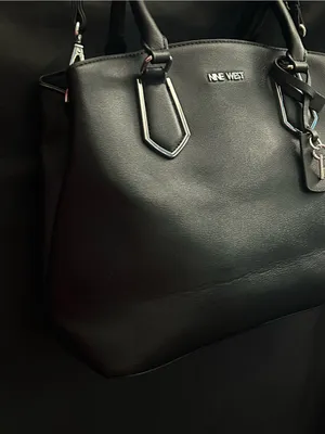 Nine West Black Pebbled Satchel Shoulder Bag Removable Crossbody Strap thumbnail 5