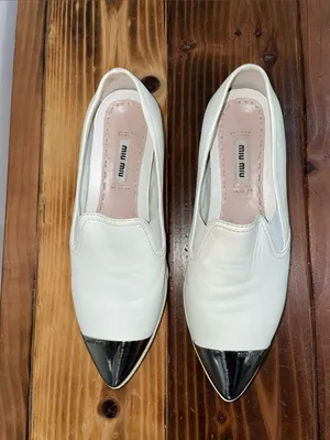 Miu Miu White Metallic Cap-Toe Leather Platform Sneakers Size 37.5 thumbnail 7