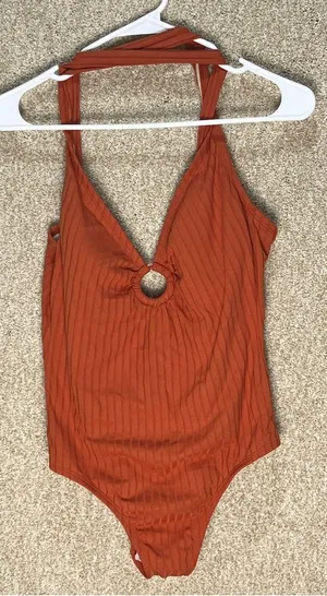 Flawed NWT One-Piece Swimsuit Orange‎ Kona Sol sz medium 8-10 bathing suit thumbnail 1