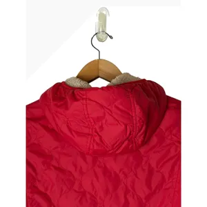 Uniqlo Quilted Puffer Jacket Women Small Red Fleece Lined Hooded Gorpcore thumbnail 4