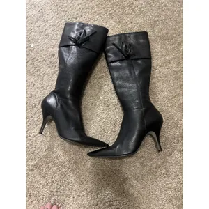 matisse boots 8.5 Knee High Corset Detail Pointy Toe Zipper Closure Blk Leather thumbnail 7