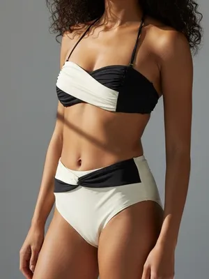 NWOT L*Space Nancy Lee high waist bikini set black white small thumbnail 1