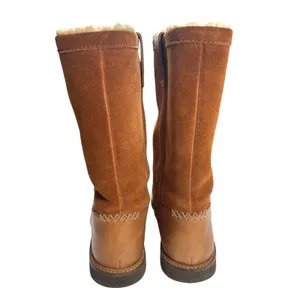 Clarks Glick Elmfield Tan Leather Suede Shearling Lined Mid Calf Boots 8M GUC thumbnail 4