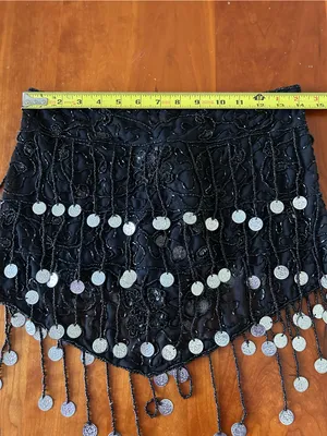 Vintage beaded belly dance hip scarf Made in India thumbnail 2