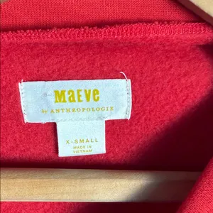 Maeve by Anthropologie Red Corset-Waist Mock Neck Pullover Sweater XS thumbnail 6
