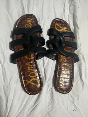 Sam Edelman Bryna Black Leather Strappy Slide Sandals for Women thumbnail 3