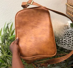 Vintage Unisex Brown Genuine leather shoulder laptop crossbody messenger weekender duffle bag purse thumbnail 4