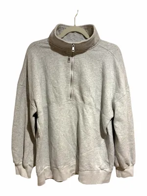 Abercrombie & Fitch Soft A&F Max Essentials Fleece Lined 1/4 Zip Sweatshirt Gray thumbnail 1
