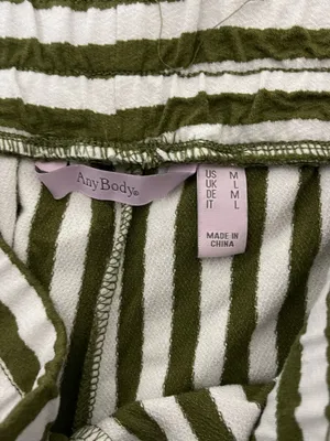 AnyBody Olive Green & White Vertical Stripe Straight Leg Pants thumbnail 4